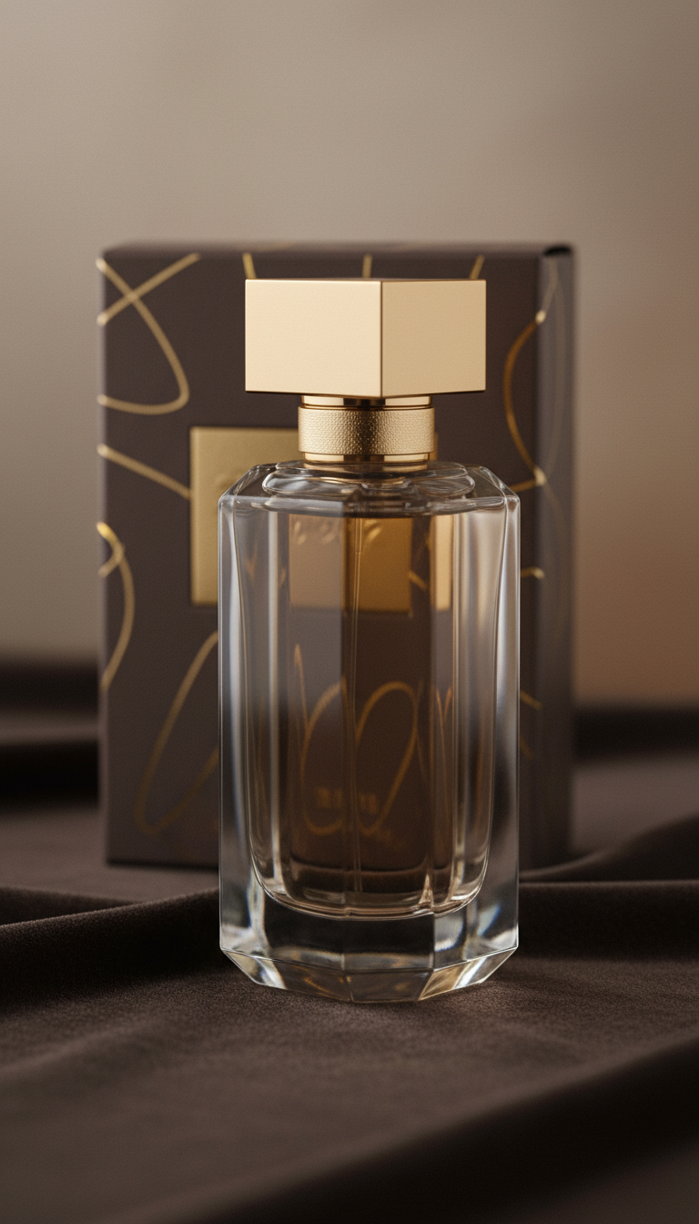 Eau de parfum crystal glass gold accents